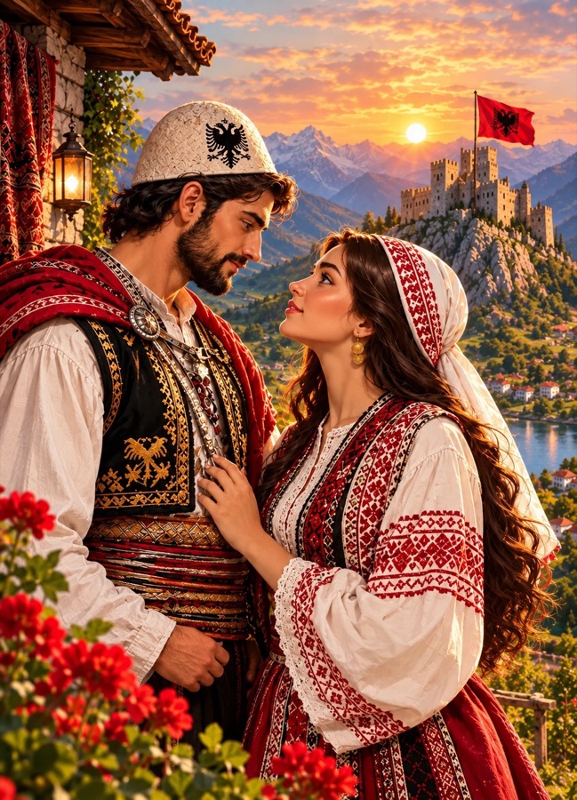 Çift me veshje tradicionale shqiptare
